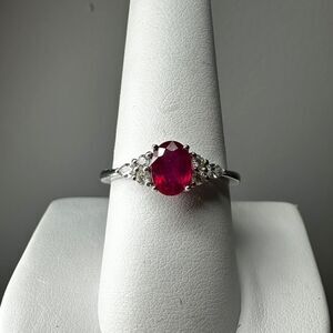 NWT 1.18cts Genuine Madagascar Ruby with .20ctw accent diamonds in 14k WG ring!